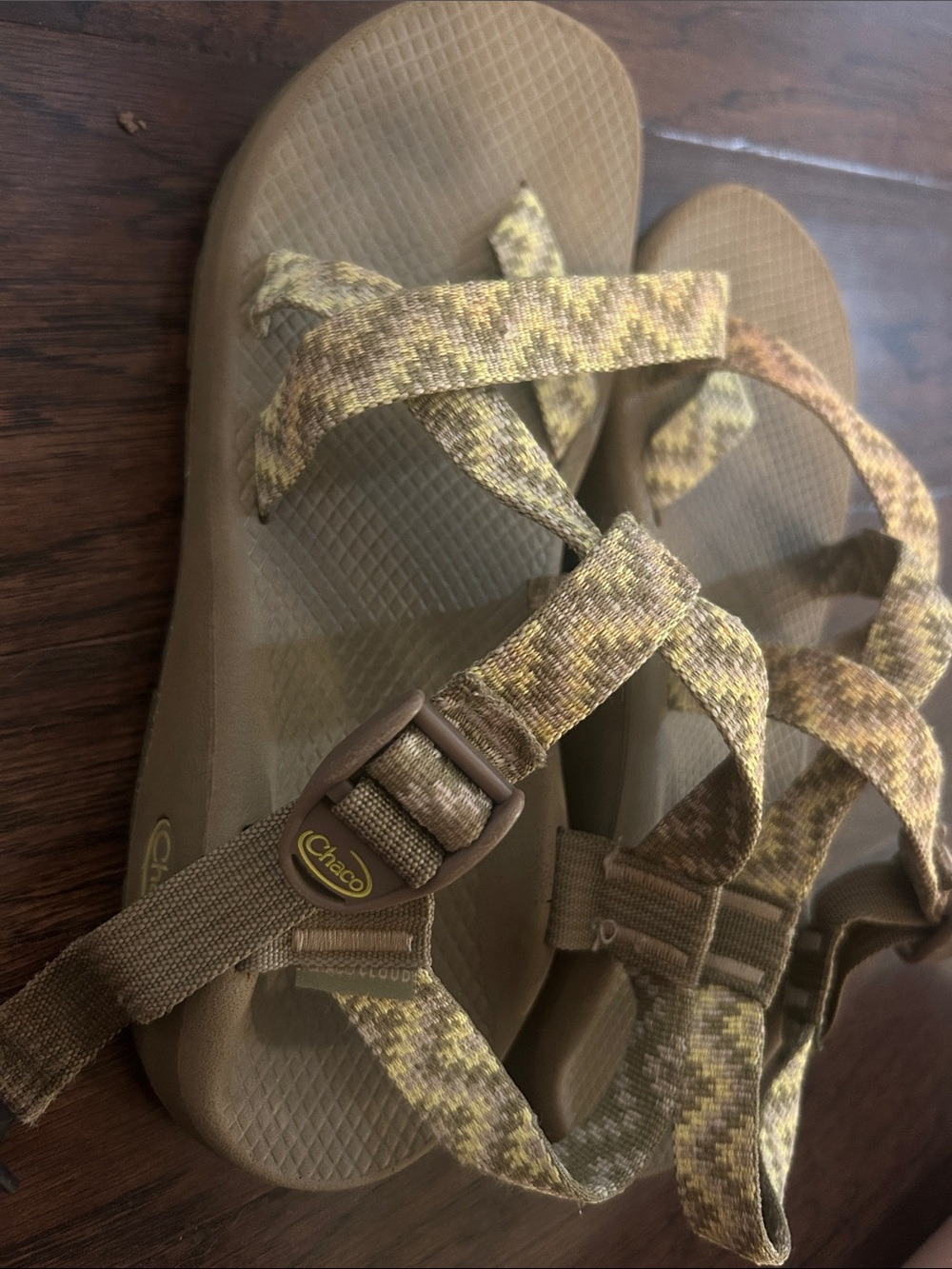 Chaco Olive and Yellow Patterned Strappy Sandals - Picture 2 of 7